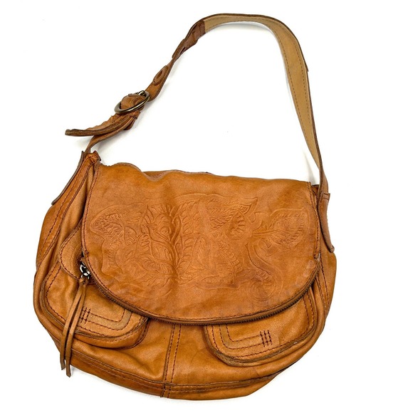 Lucky Brand | Late Y2K 2000s Embossed Shoulder Bag Leather - Picture 1 of 6